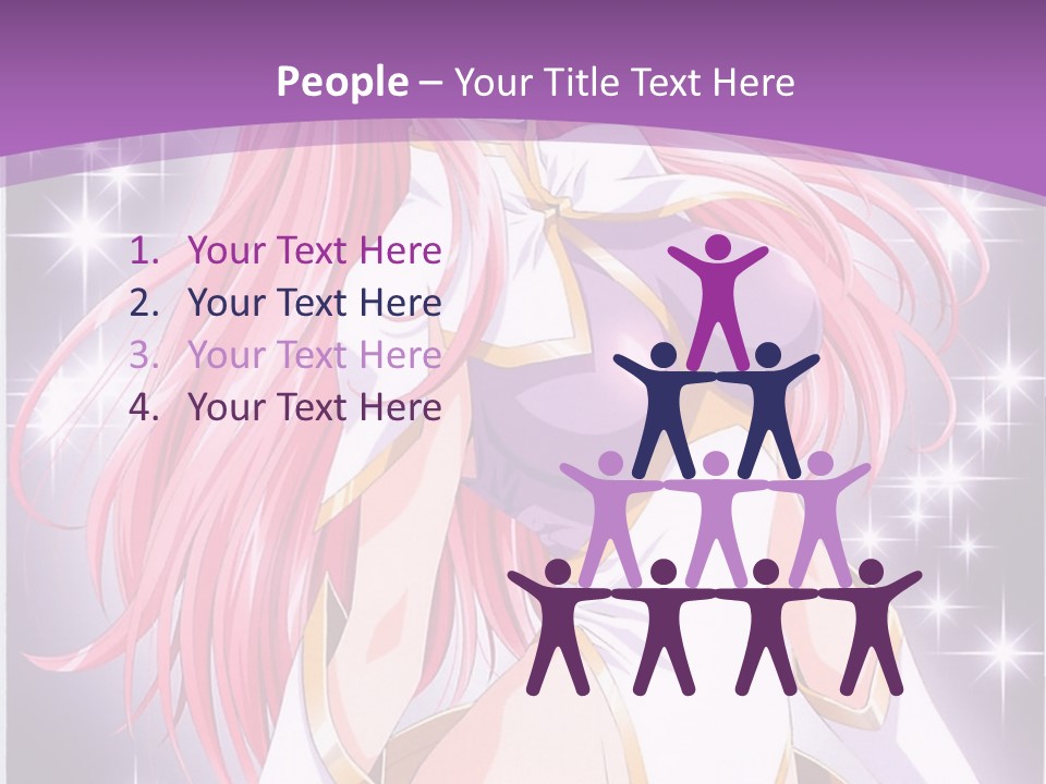 A Girl With Pink Hair Is Standing In Front Of A Purple Background PowerPoint Template