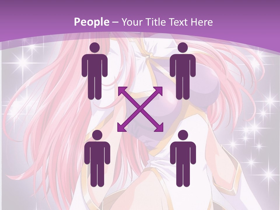 A Girl With Pink Hair Is Standing In Front Of A Purple Background PowerPoint Template