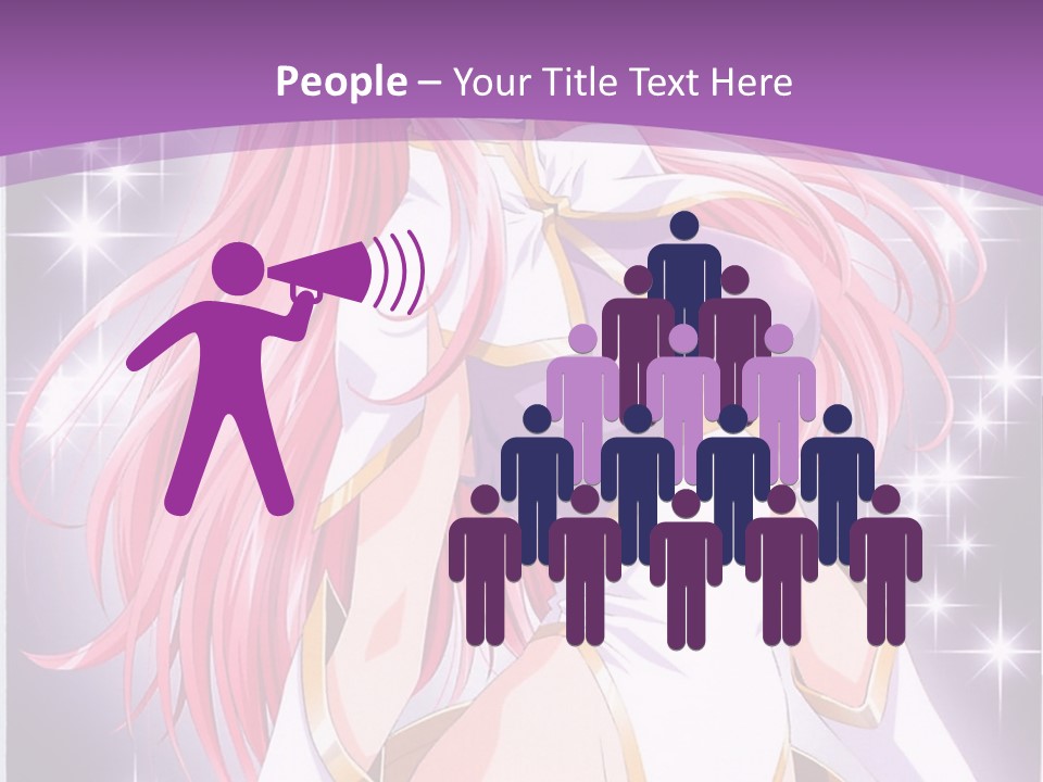 A Girl With Pink Hair Is Standing In Front Of A Purple Background PowerPoint Template