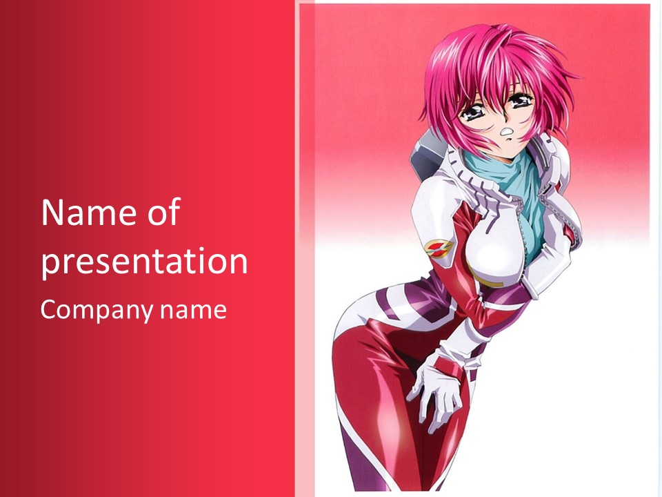 A Woman With Pink Hair Is Posing For The Camera PowerPoint Template
