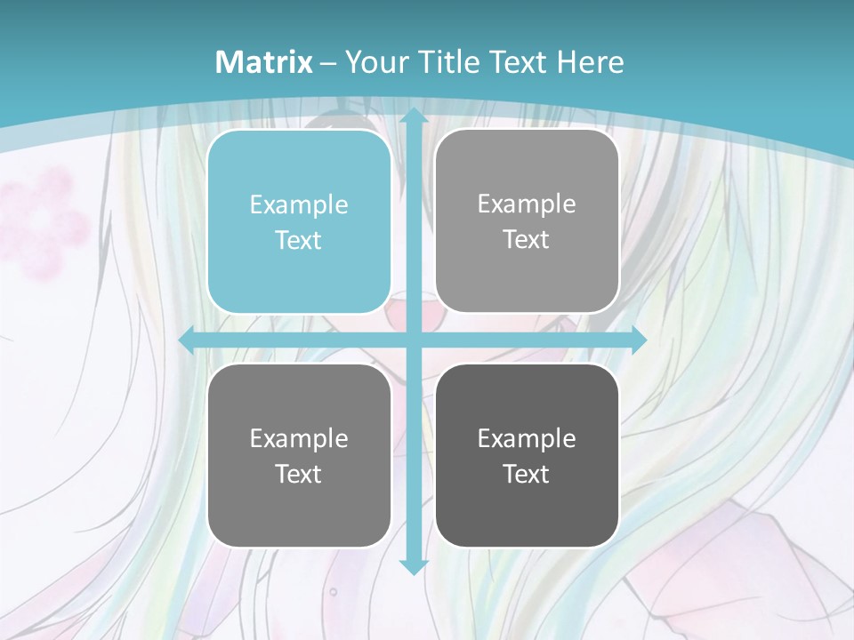 A Girl With Green Hair Is Standing In Front Of A Blue Background PowerPoint Template