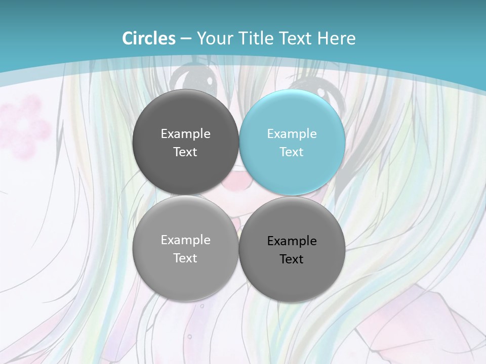 A Girl With Green Hair Is Standing In Front Of A Blue Background PowerPoint Template