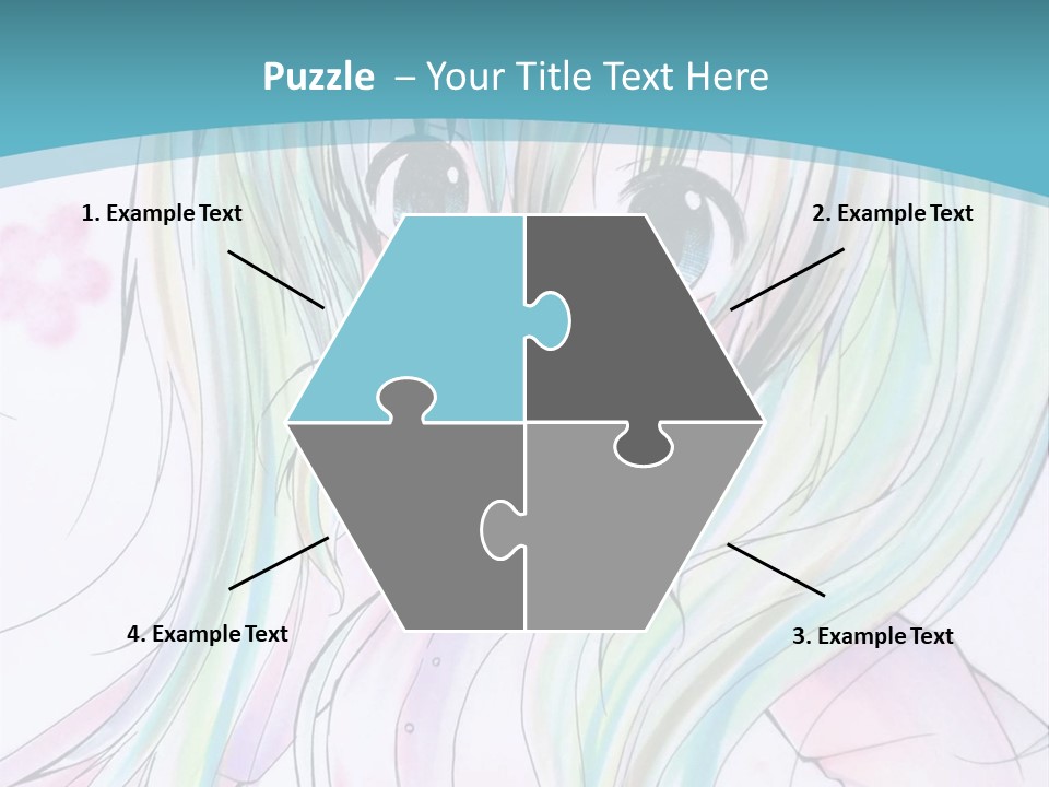 A Girl With Green Hair Is Standing In Front Of A Blue Background PowerPoint Template