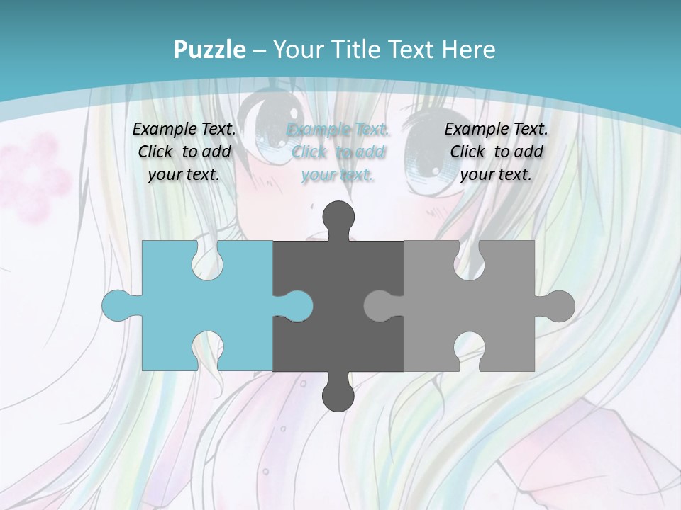 A Girl With Green Hair Is Standing In Front Of A Blue Background PowerPoint Template