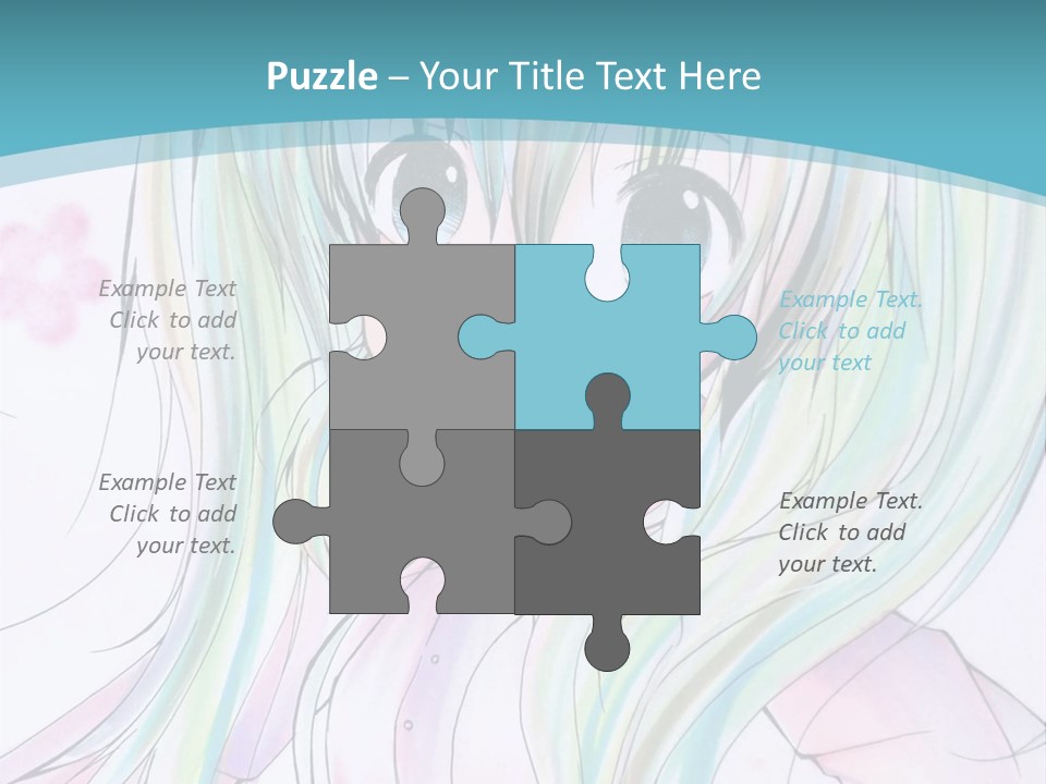 A Girl With Green Hair Is Standing In Front Of A Blue Background PowerPoint Template