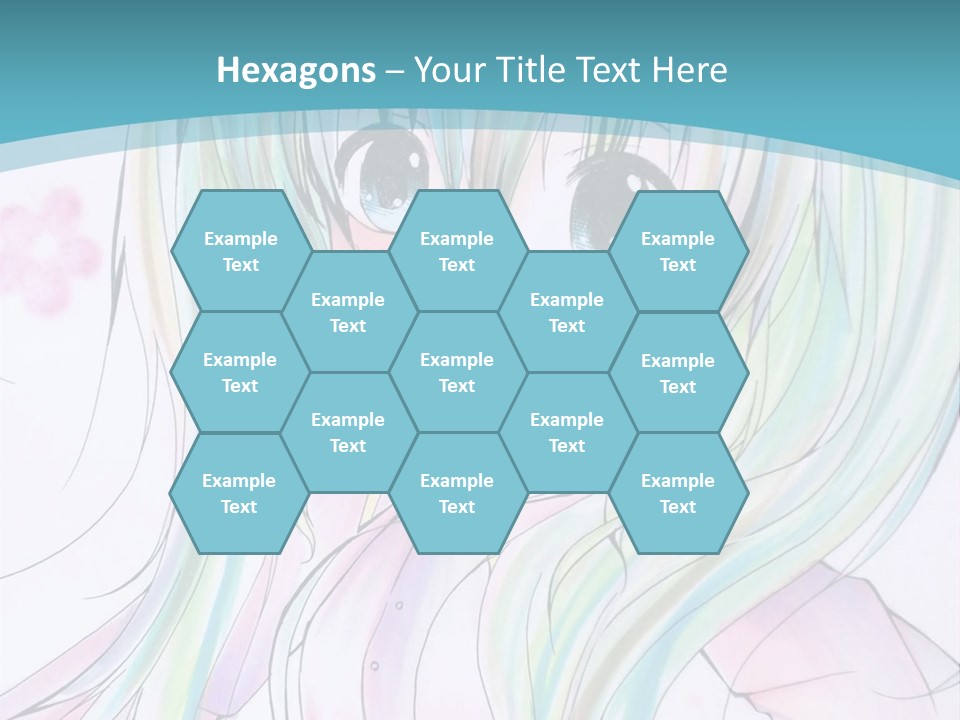 A Girl With Green Hair Is Standing In Front Of A Blue Background PowerPoint Template