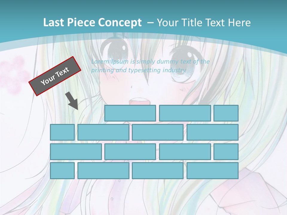 A Girl With Green Hair Is Standing In Front Of A Blue Background PowerPoint Template