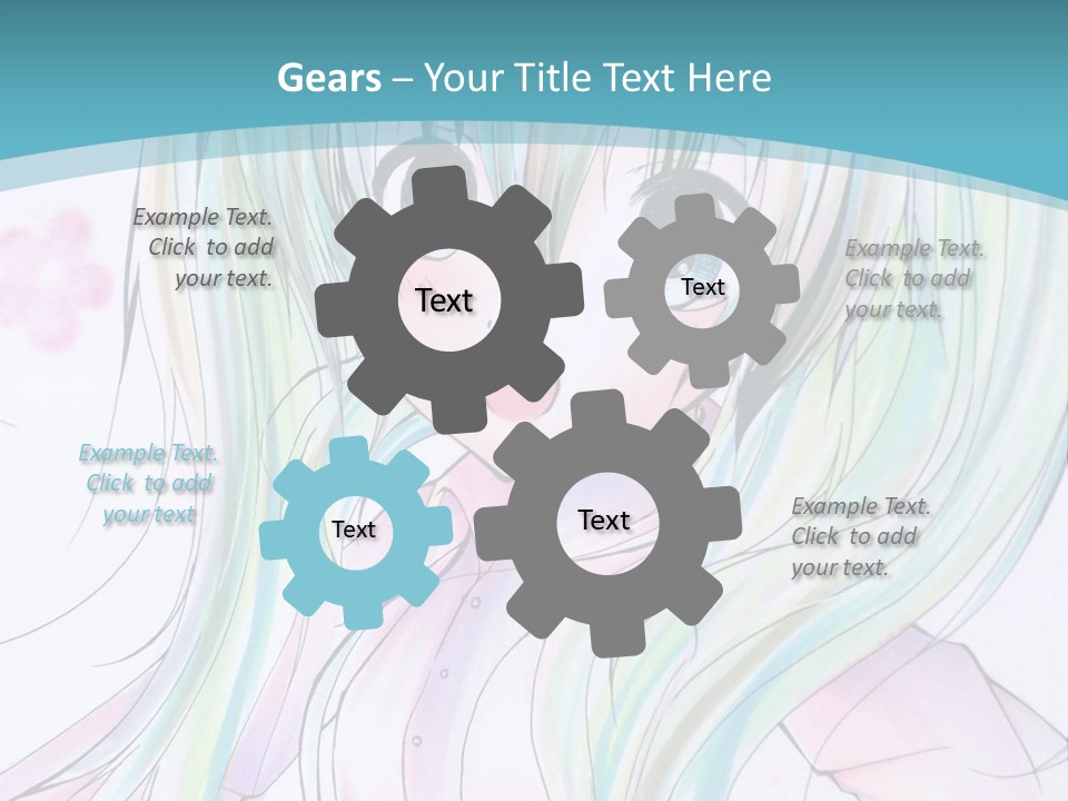 A Girl With Green Hair Is Standing In Front Of A Blue Background PowerPoint Template