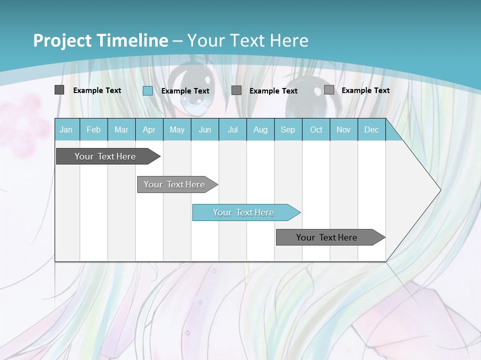 A Girl With Green Hair Is Standing In Front Of A Blue Background PowerPoint Template