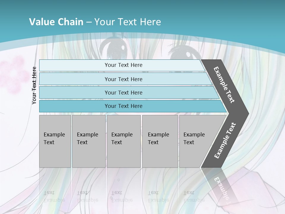 A Girl With Green Hair Is Standing In Front Of A Blue Background PowerPoint Template