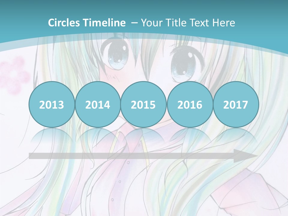 A Girl With Green Hair Is Standing In Front Of A Blue Background PowerPoint Template