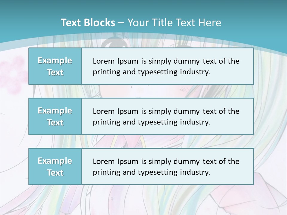 A Girl With Green Hair Is Standing In Front Of A Blue Background PowerPoint Template