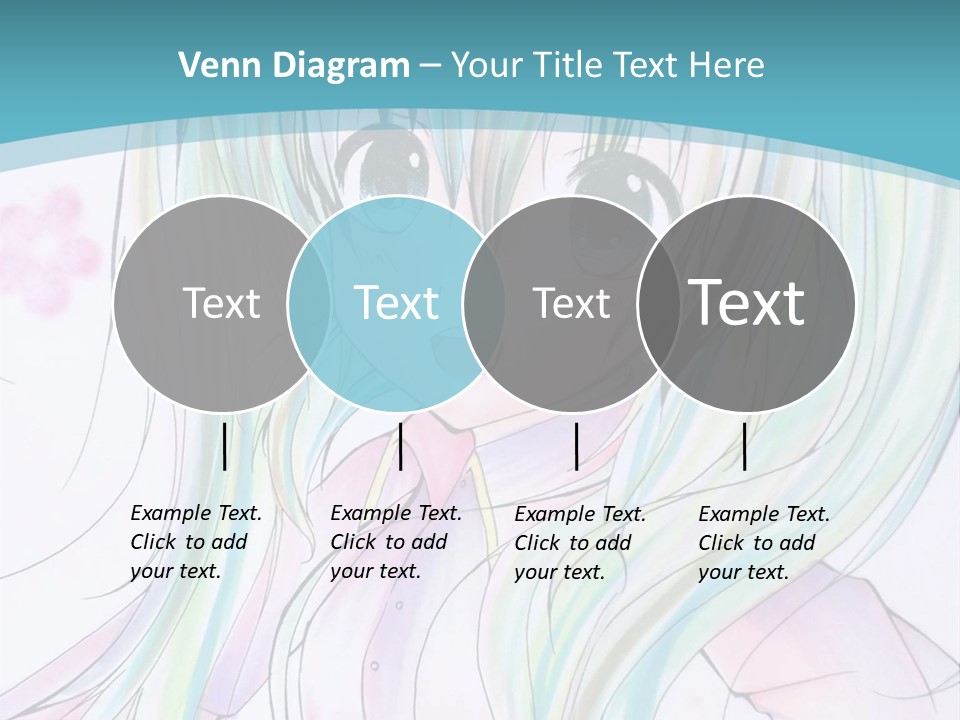 A Girl With Green Hair Is Standing In Front Of A Blue Background PowerPoint Template