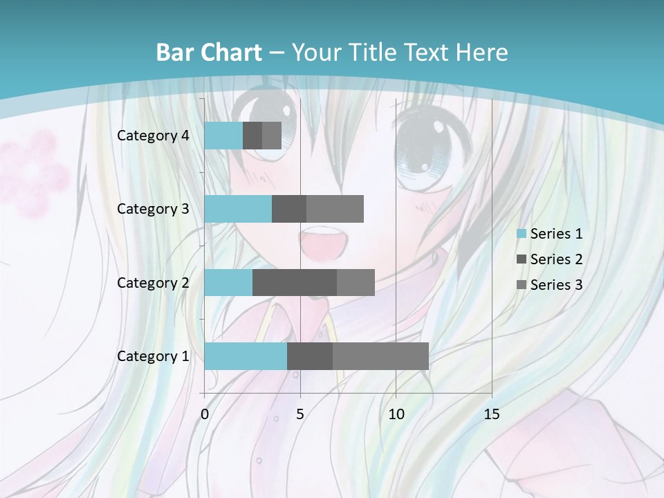 A Girl With Green Hair Is Standing In Front Of A Blue Background PowerPoint Template