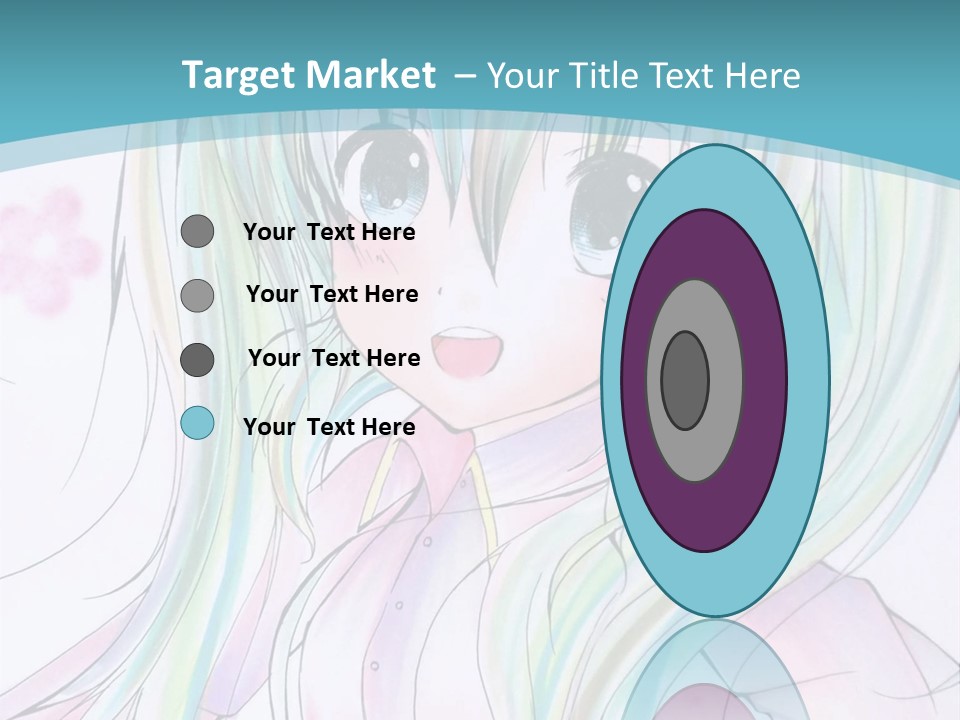 A Girl With Green Hair Is Standing In Front Of A Blue Background PowerPoint Template