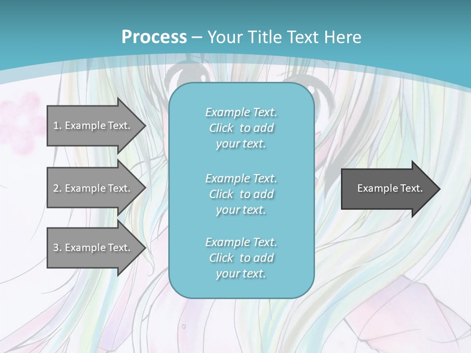 A Girl With Green Hair Is Standing In Front Of A Blue Background PowerPoint Template