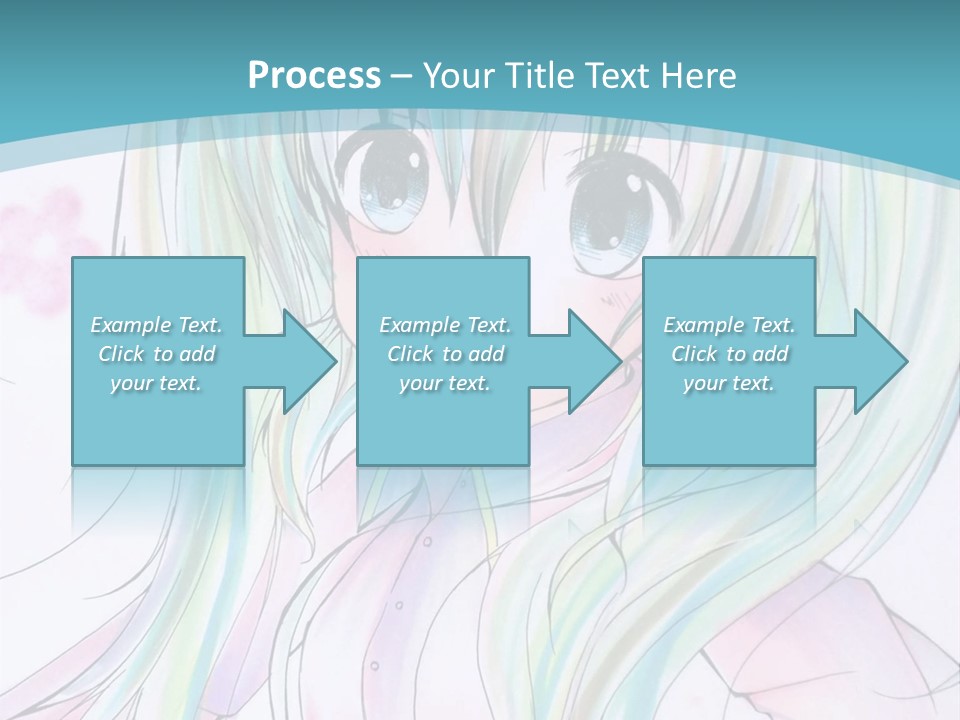 A Girl With Green Hair Is Standing In Front Of A Blue Background PowerPoint Template