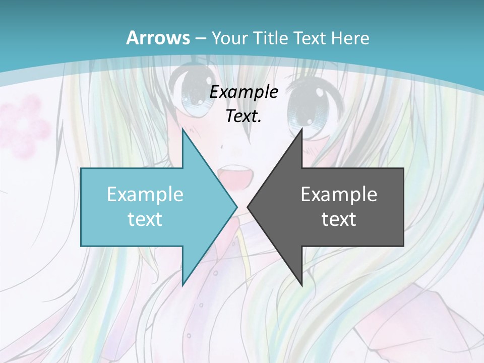 A Girl With Green Hair Is Standing In Front Of A Blue Background PowerPoint Template