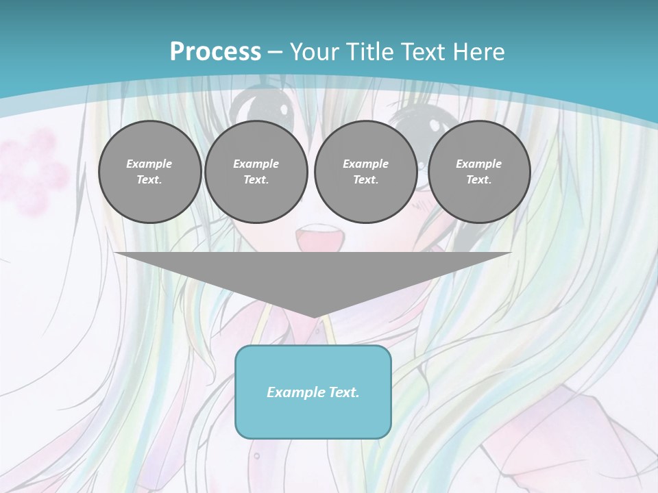 A Girl With Green Hair Is Standing In Front Of A Blue Background PowerPoint Template