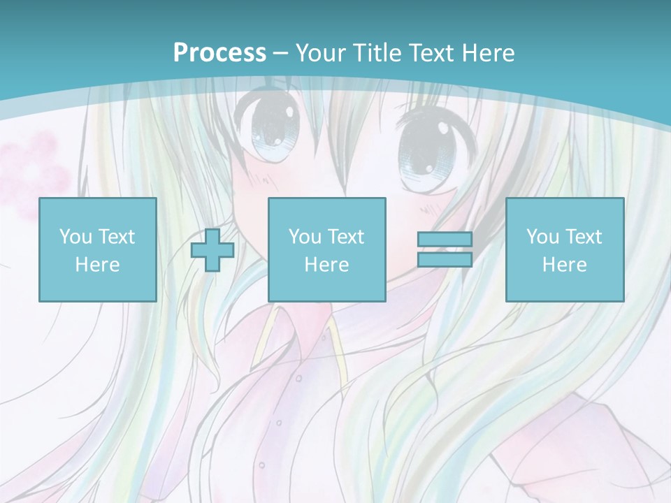 A Girl With Green Hair Is Standing In Front Of A Blue Background PowerPoint Template