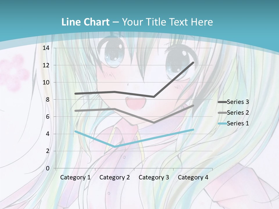 A Girl With Green Hair Is Standing In Front Of A Blue Background PowerPoint Template