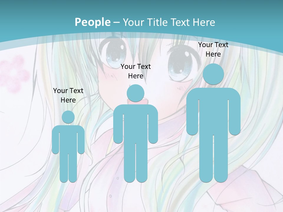 A Girl With Green Hair Is Standing In Front Of A Blue Background PowerPoint Template