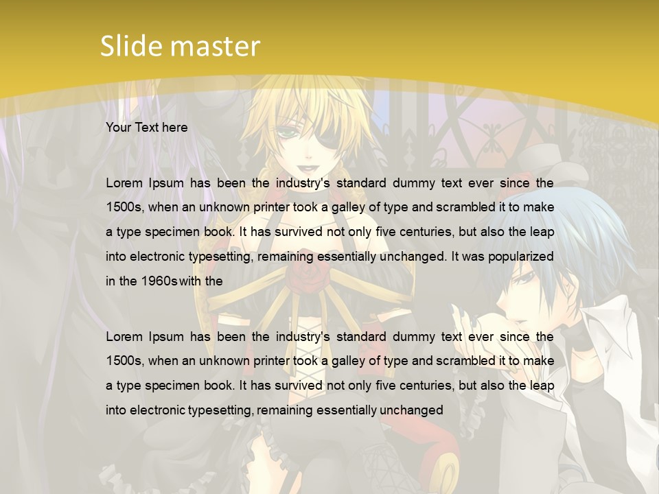 A Group Of Anime Characters Sitting On A Bench PowerPoint Template