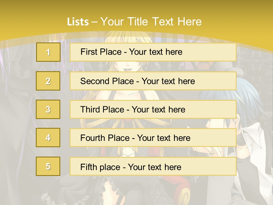 A Group Of Anime Characters Sitting On A Bench PowerPoint Template