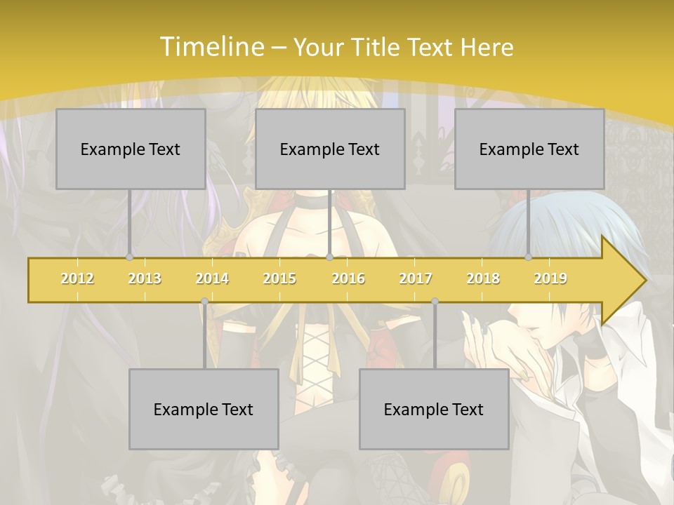 A Group Of Anime Characters Sitting On A Bench PowerPoint Template
