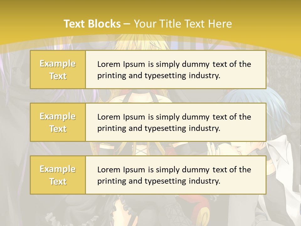 A Group Of Anime Characters Sitting On A Bench PowerPoint Template