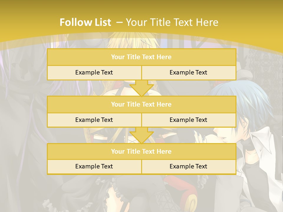 A Group Of Anime Characters Sitting On A Bench PowerPoint Template