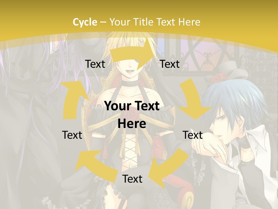 A Group Of Anime Characters Sitting On A Bench PowerPoint Template