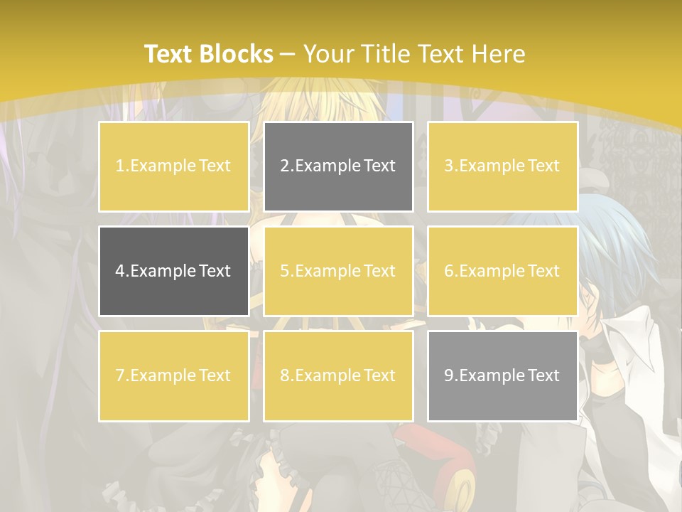 A Group Of Anime Characters Sitting On A Bench PowerPoint Template