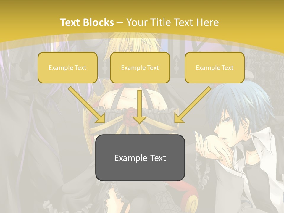 A Group Of Anime Characters Sitting On A Bench PowerPoint Template