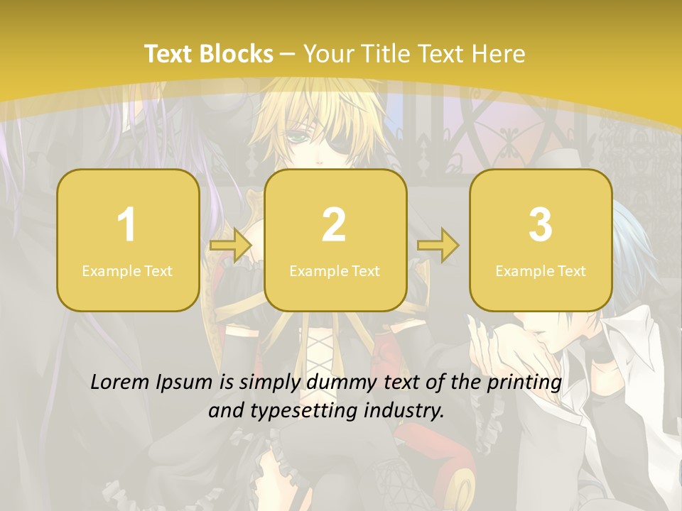 A Group Of Anime Characters Sitting On A Bench PowerPoint Template