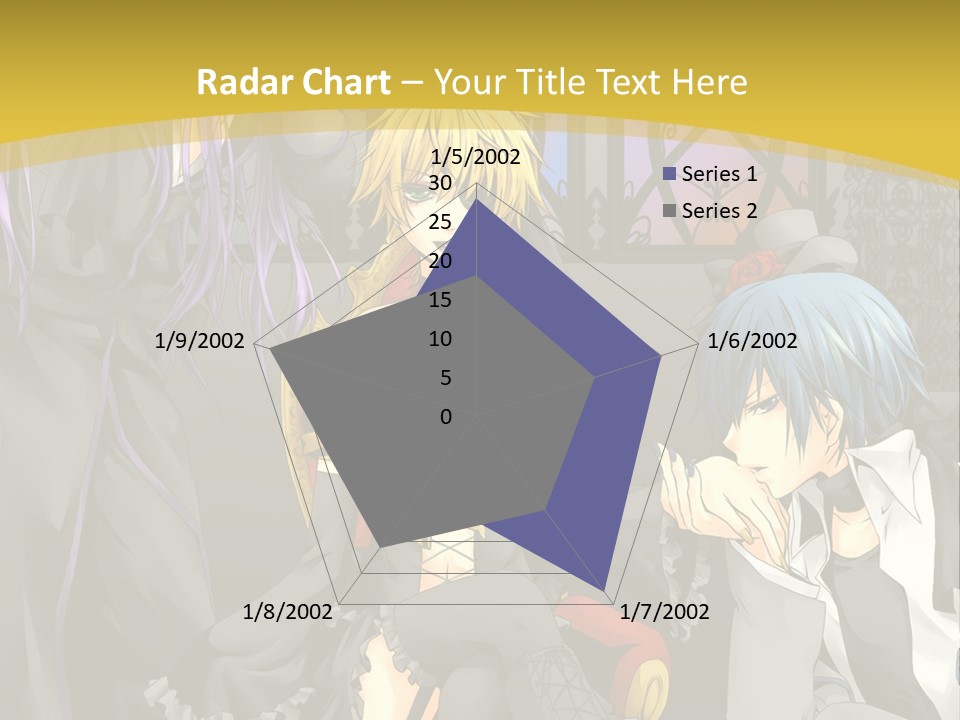 A Group Of Anime Characters Sitting On A Bench PowerPoint Template