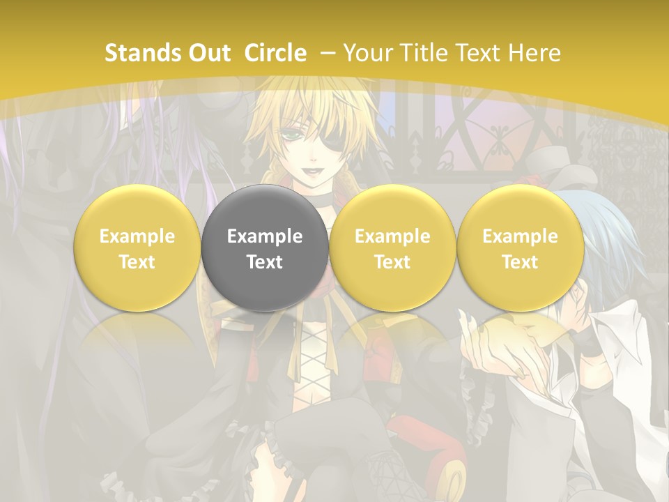 A Group Of Anime Characters Sitting On A Bench PowerPoint Template