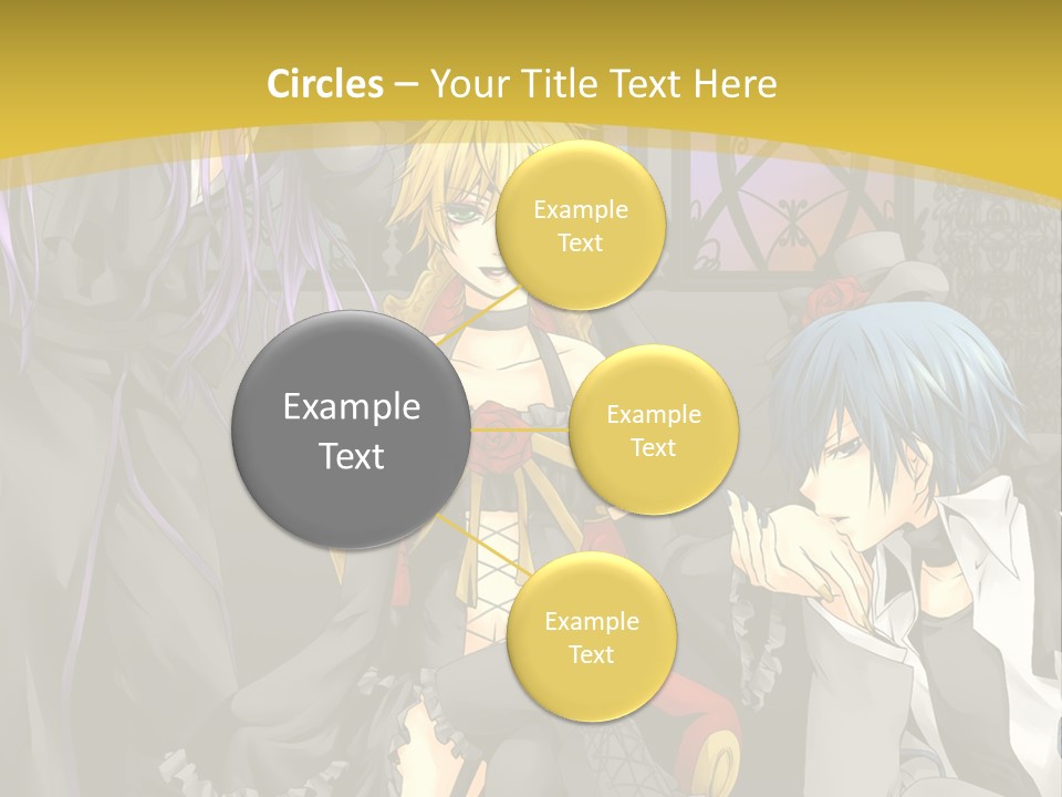 A Group Of Anime Characters Sitting On A Bench PowerPoint Template