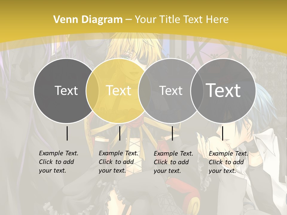 A Group Of Anime Characters Sitting On A Bench PowerPoint Template