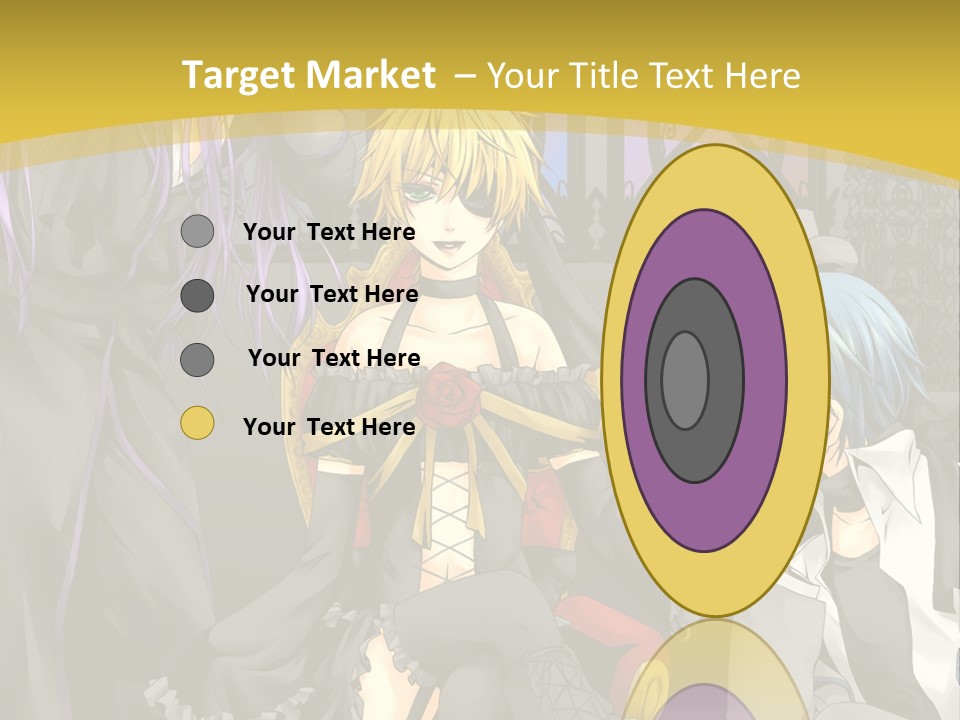 A Group Of Anime Characters Sitting On A Bench PowerPoint Template