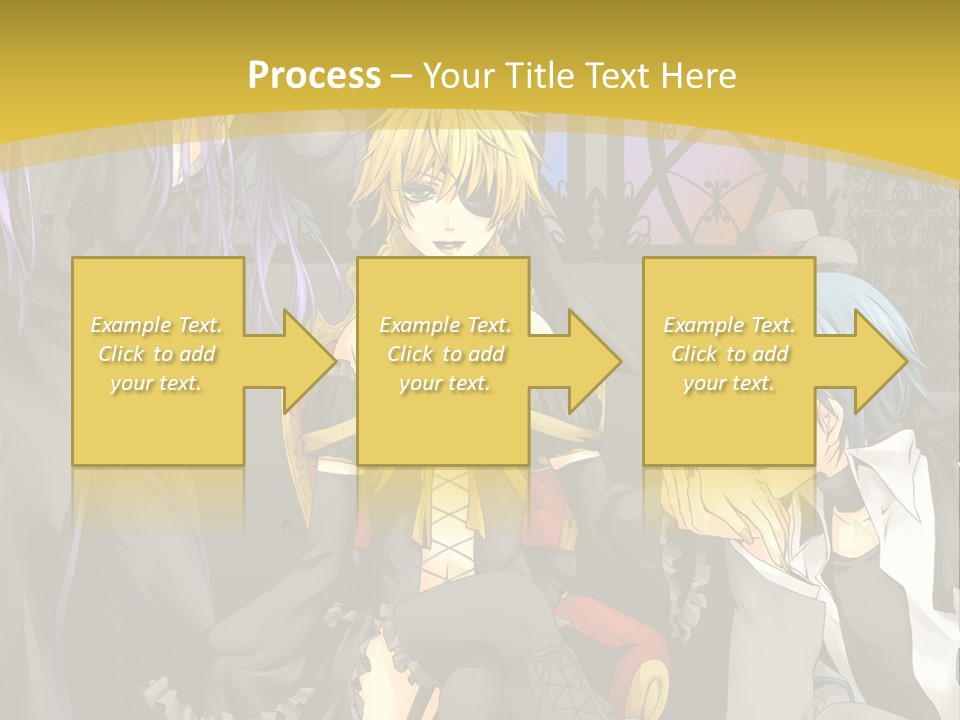 A Group Of Anime Characters Sitting On A Bench PowerPoint Template