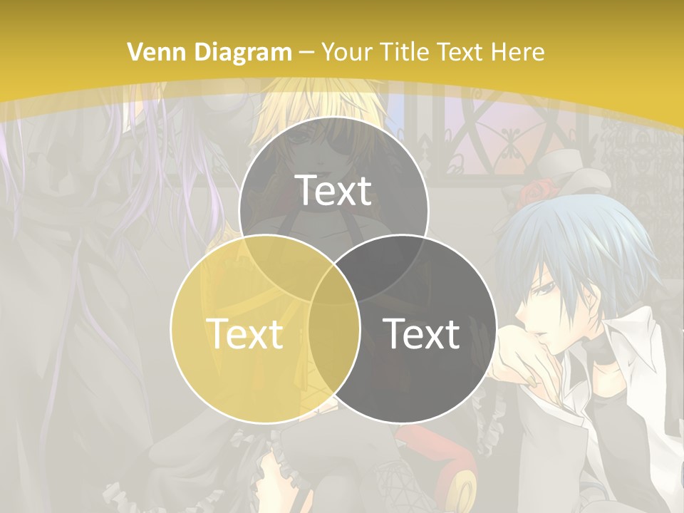 A Group Of Anime Characters Sitting On A Bench PowerPoint Template