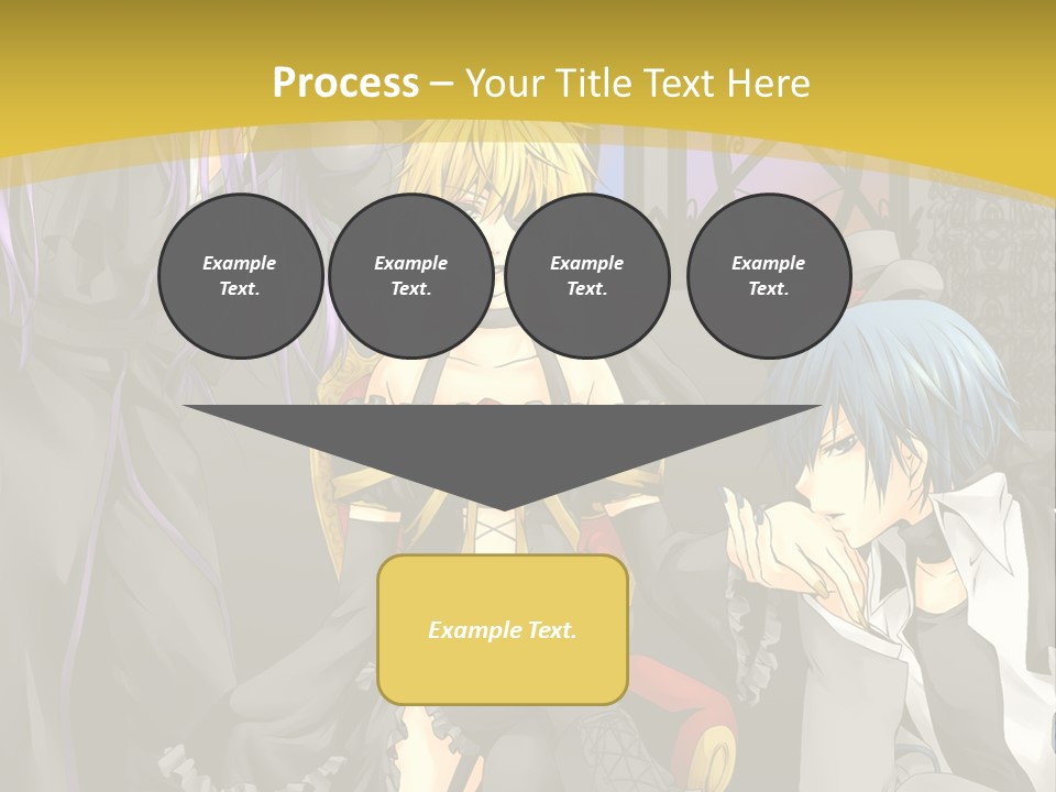 A Group Of Anime Characters Sitting On A Bench PowerPoint Template