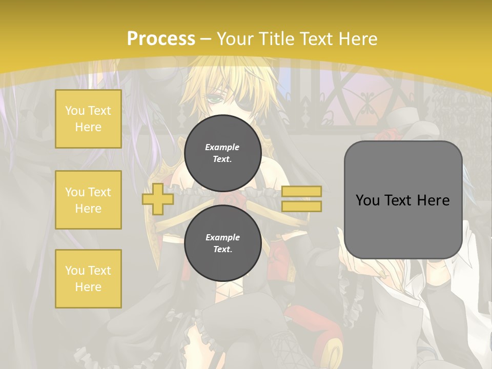 A Group Of Anime Characters Sitting On A Bench PowerPoint Template