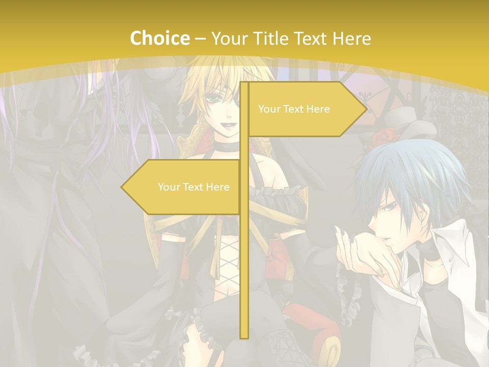 A Group Of Anime Characters Sitting On A Bench PowerPoint Template