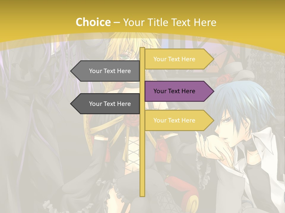 A Group Of Anime Characters Sitting On A Bench PowerPoint Template