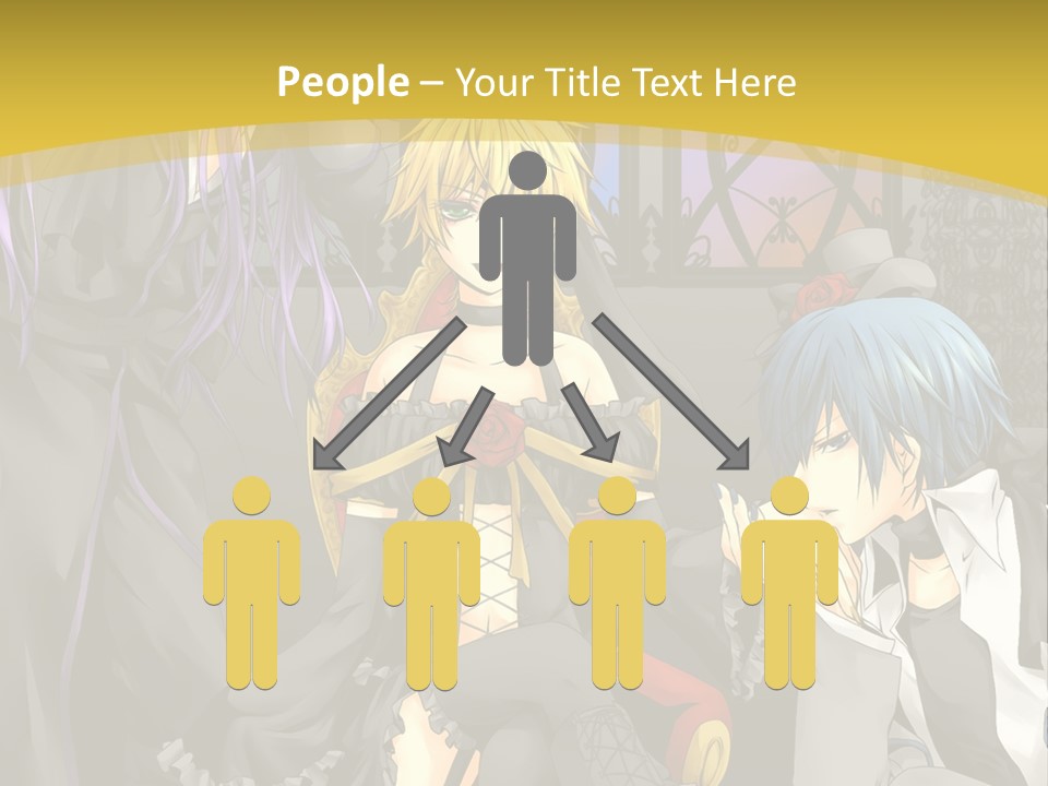 A Group Of Anime Characters Sitting On A Bench PowerPoint Template
