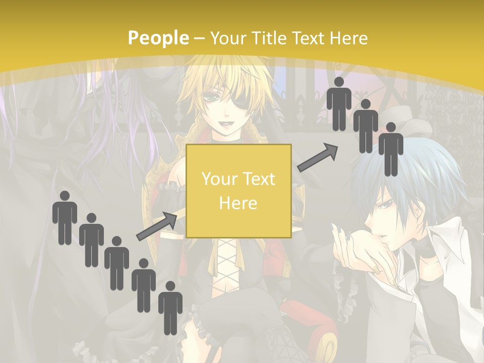 A Group Of Anime Characters Sitting On A Bench PowerPoint Template