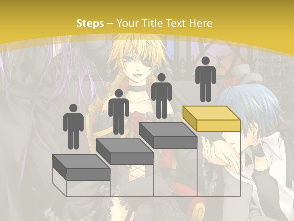 A Group Of Anime Characters Sitting On A Bench PowerPoint Template