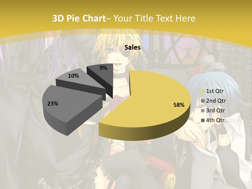A Group Of Anime Characters Sitting On A Bench PowerPoint Template